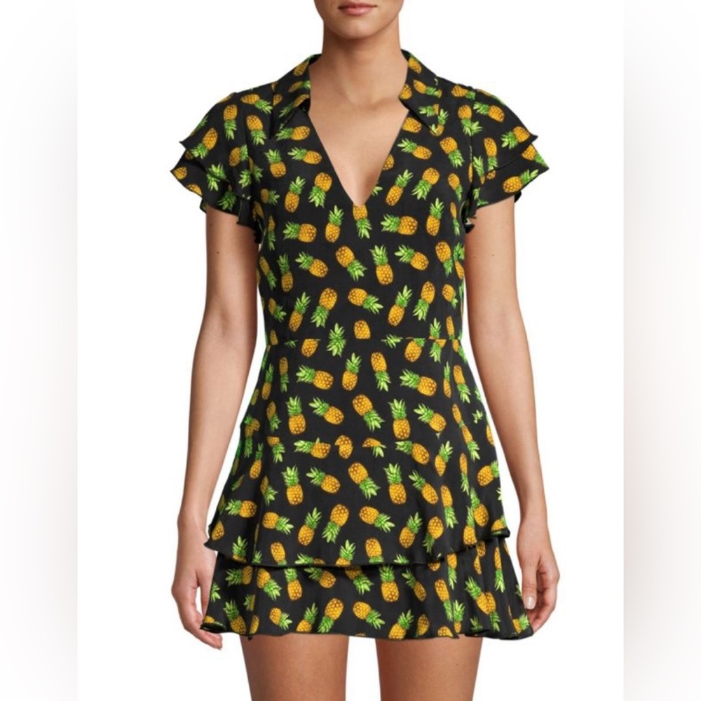 Alice + Olivia NWT Pineapple Black Dress/Romper/Skort Size 4 Brand New w/ Tag